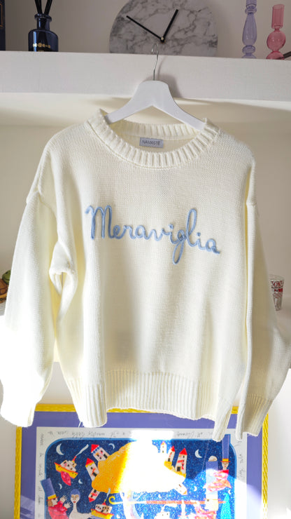 Maglia oversize con scritta Meraviglia  -50%