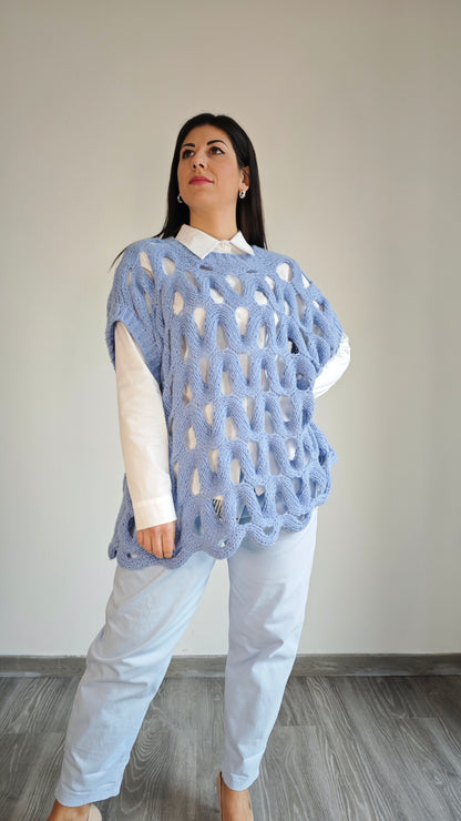Gilet Oversize in Maglia traforata -50%