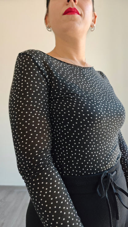 Maglia Manica Lunga Ultralight Misto cashmere fantasia Pois -32%