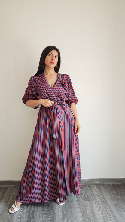 Abito Lungo a Righe con spacco laterale -50%