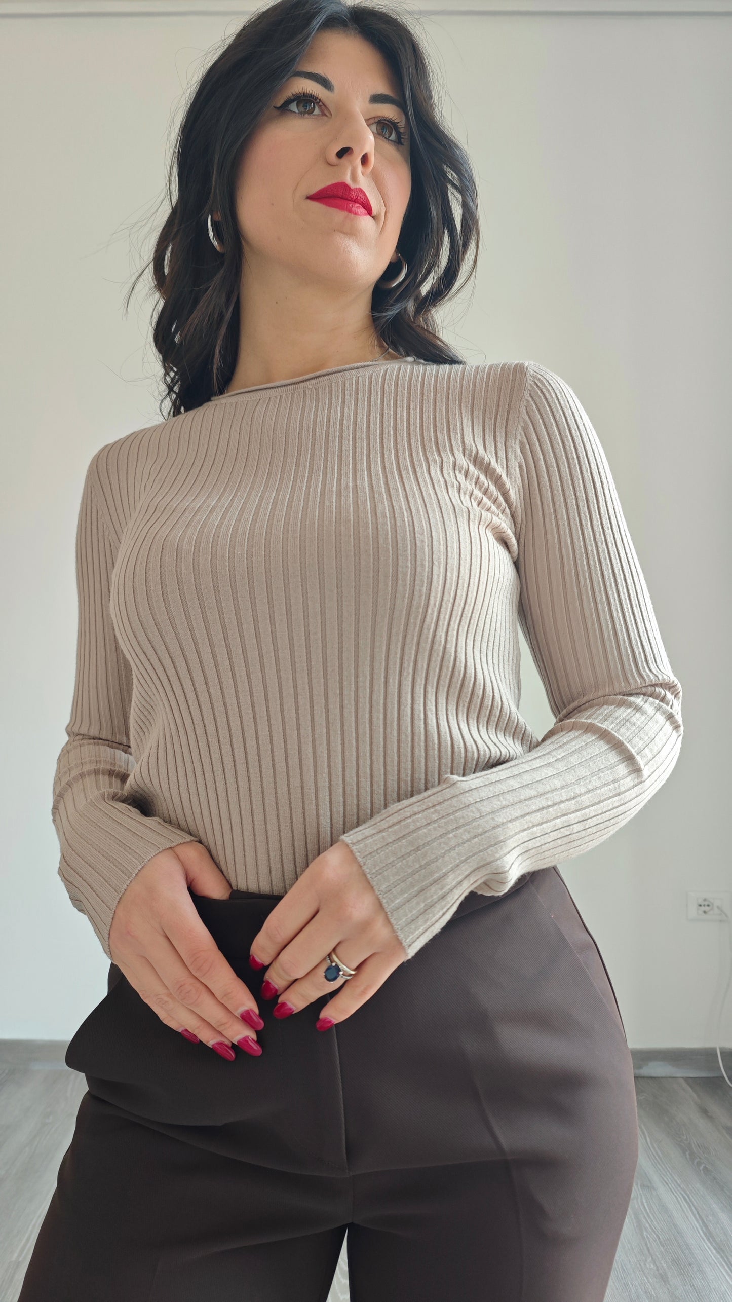 Maglia Girocollo Manica Lunga a costine -32%