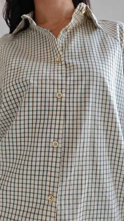 Camicia oversize a Quadretti con dettaglio rouge -38%