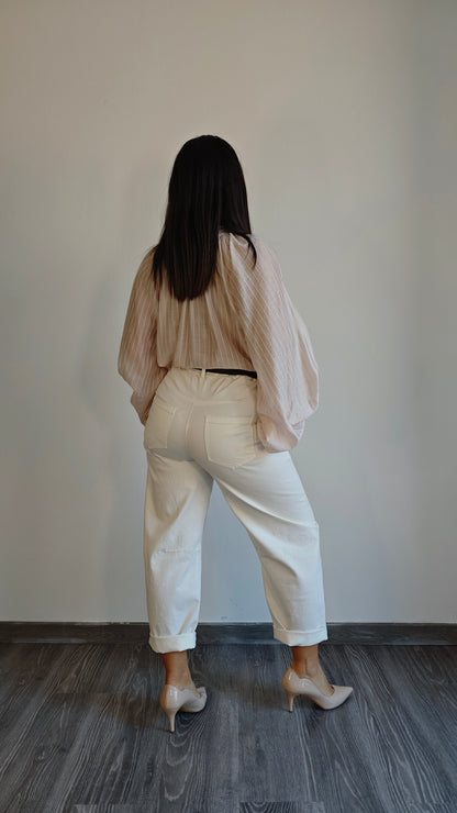 Pantalone bianco a Caramella con cintura -50%