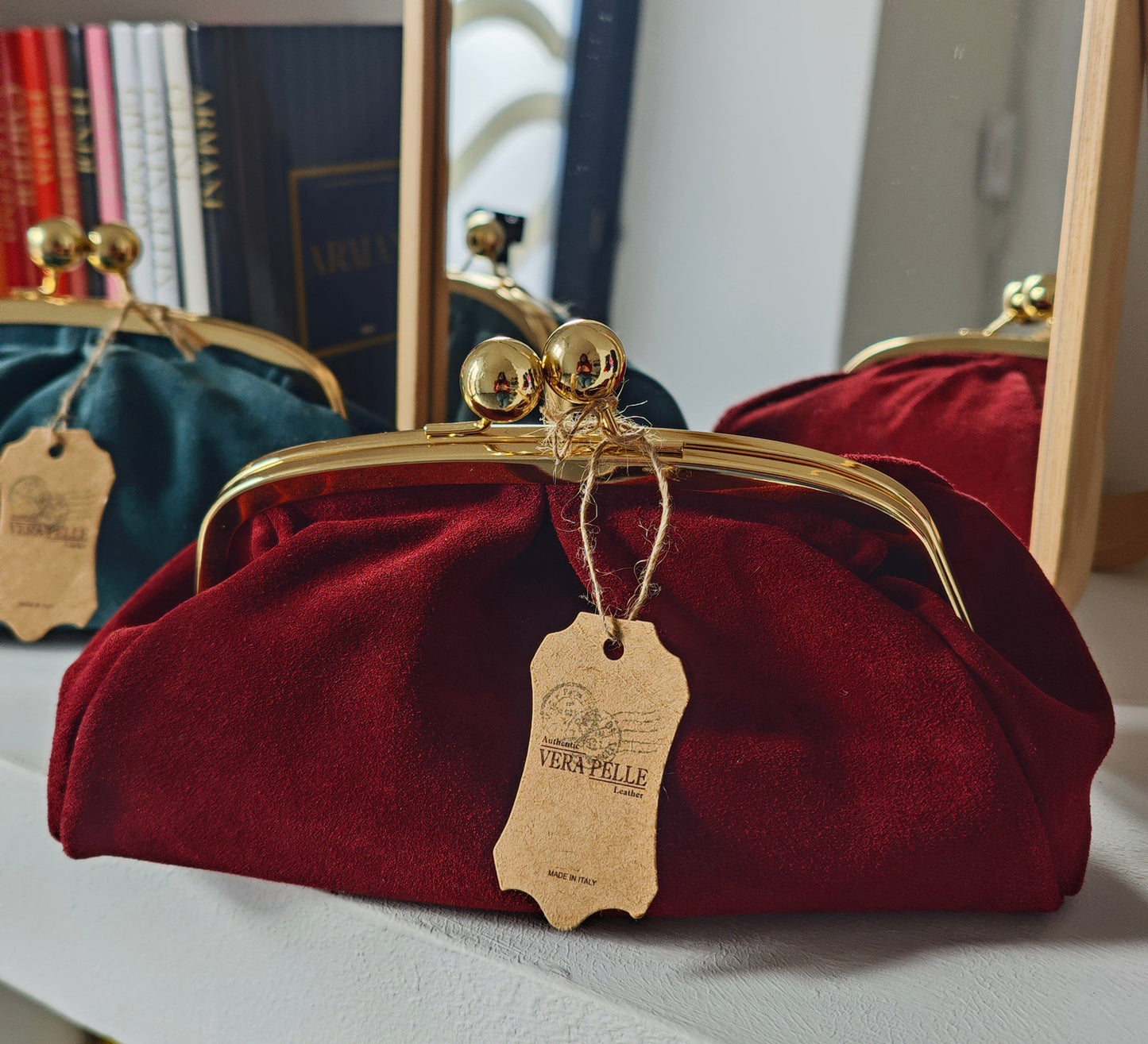 Borsa Pochette Pasticcino con tracolla a catenella in Vera Pelle -30%