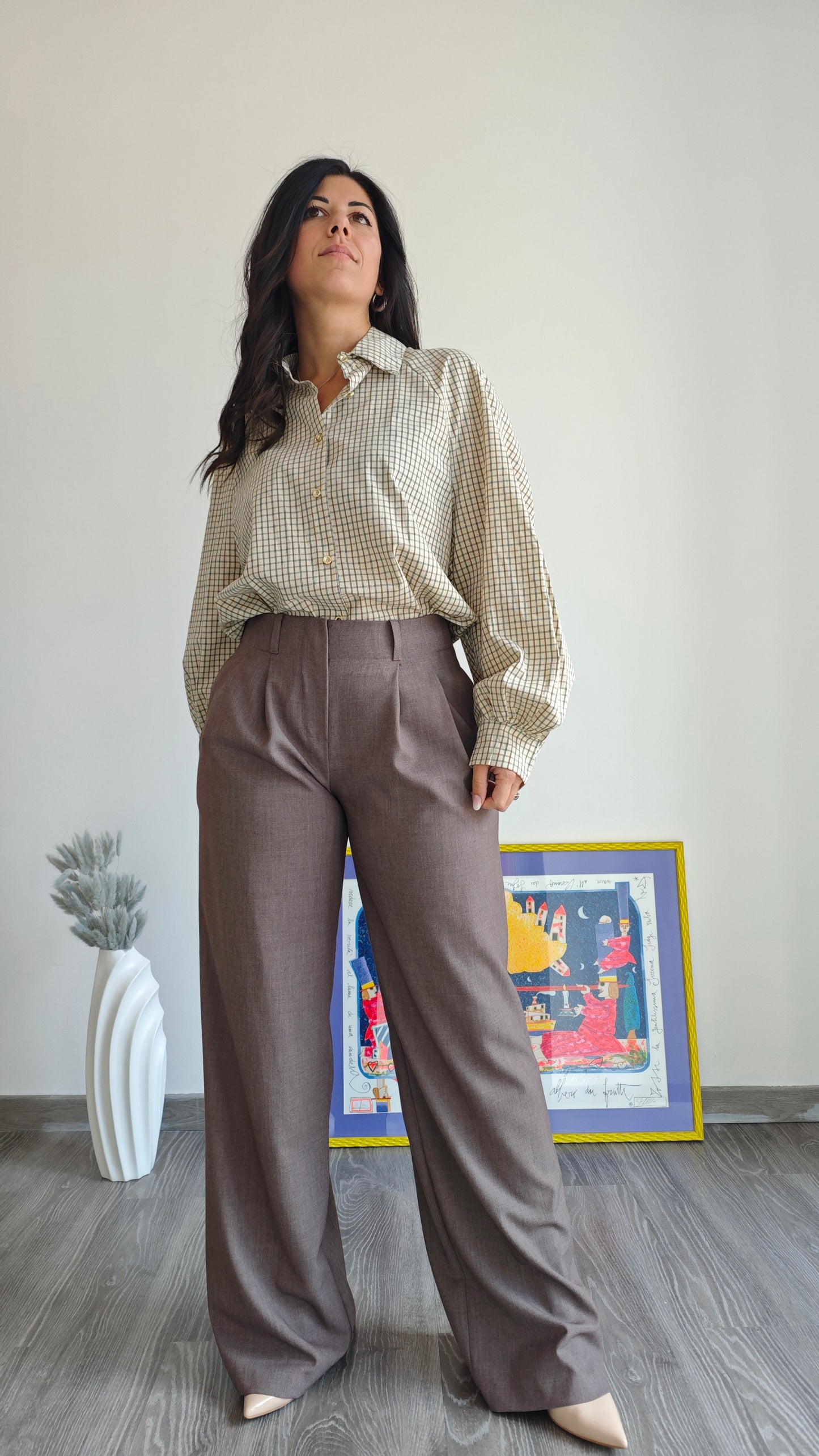 Pantalone elegante a palazzo con pence