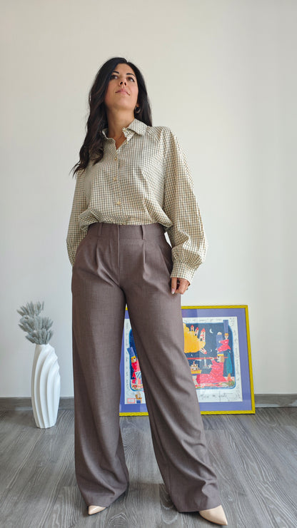 Pantalone elegante a palazzo con pence