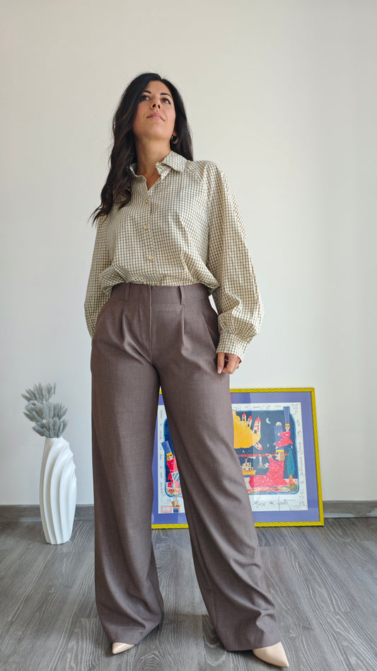 Pantalone elegante a palazzo con pence