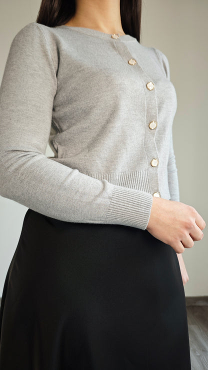 Cardigan Crop in maglia di viscosa  con Bottoni madreperla -50%