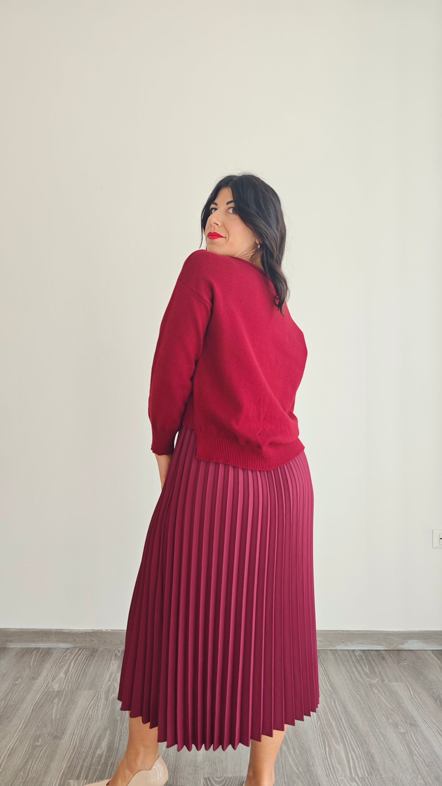 Abito Midi con Maglia oversize e Gonna Plissé due in uno -30%