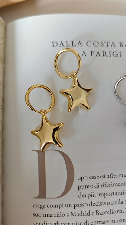 Orecchini Cerchio con Pendente Stella -30%