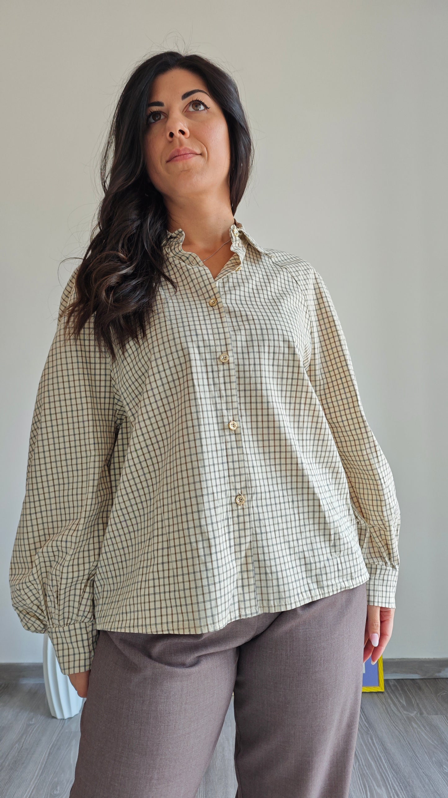 Camicia oversize a Quadretti con dettaglio rouge -38%