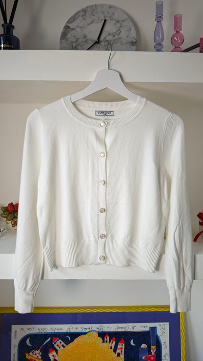 Cardigan Crop in maglia di viscosa  con Bottoni madreperla -50%