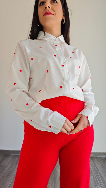 Camicia con ricamo Cuori -50%