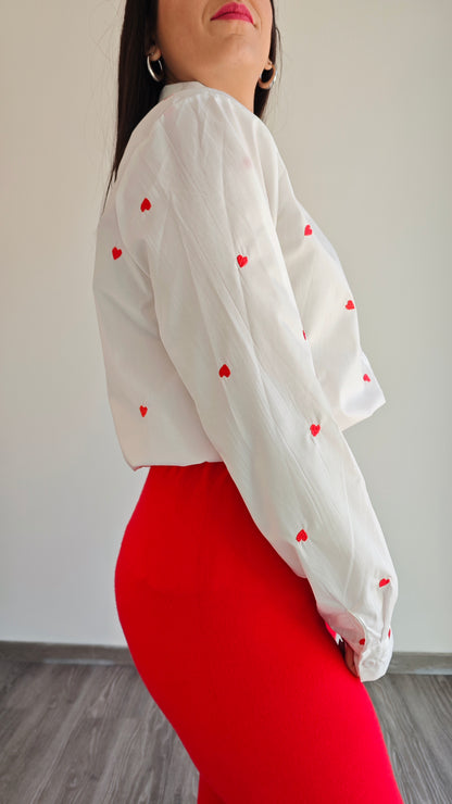 Camicia con ricamo Cuori -50%