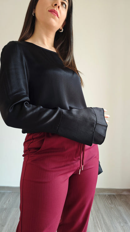 Blusa manica lunga con maniche a campana -50%